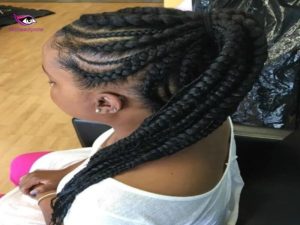 Braided ponytail with weaves