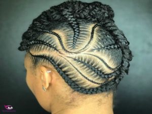 Scalp braid hairstyles with weave
